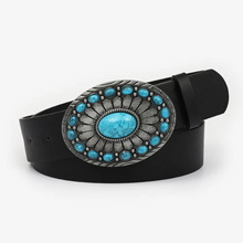Turquoise Alloy Buckle Black Vintage Belt