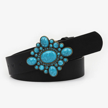 Turquoise Alloy Buckle Black Vintage Belt