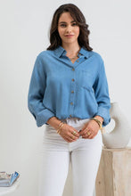 Button Down Chambray Long Sleeve Top