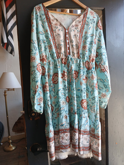 V-Neck Flower Dress