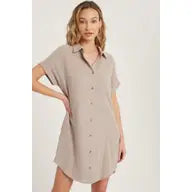 Button Up Shirt Dress, Mini