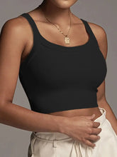 U-Neck Thread Knit Solid Color Short Crop Slim-Fit Vest