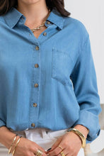 Button Down Chambray Long Sleeve Top