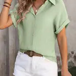 Open Front Short Sleeved Shirt Top
