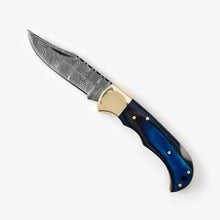 The Blue Diamond Wood Folding Knife with Leather Sheath