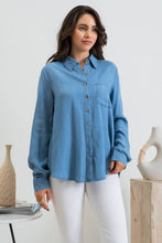 Button Down Chambray Long Sleeve Top