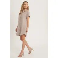 Button Up Shirt Dress, Mini