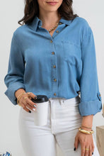 Button Down Chambray Long Sleeve Top