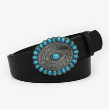 Turquoise Alloy Buckle Black Vintage Belt
