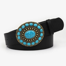 Turquoise Alloy Buckle Black Vintage Belt