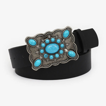 Turquoise Alloy Buckle Black Vintage Belt