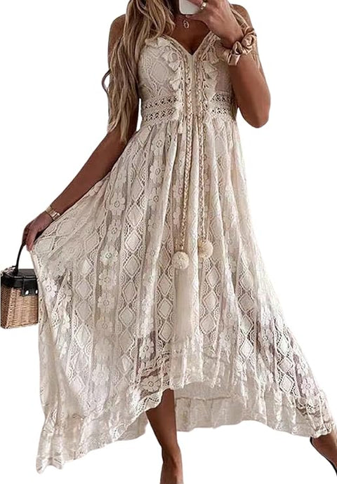 Boho Maxi Dress with Tassels