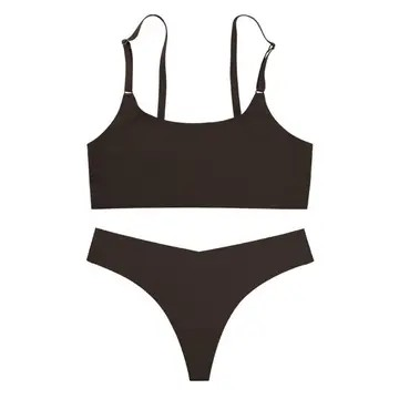 Black Bra and Panty Set - Thong