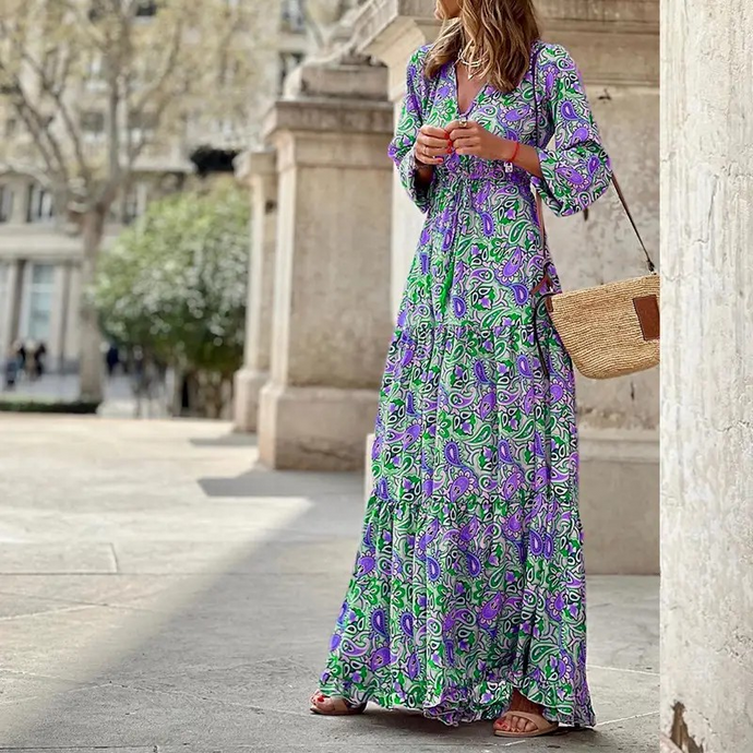 Boho Floral Long Sleeve Dress