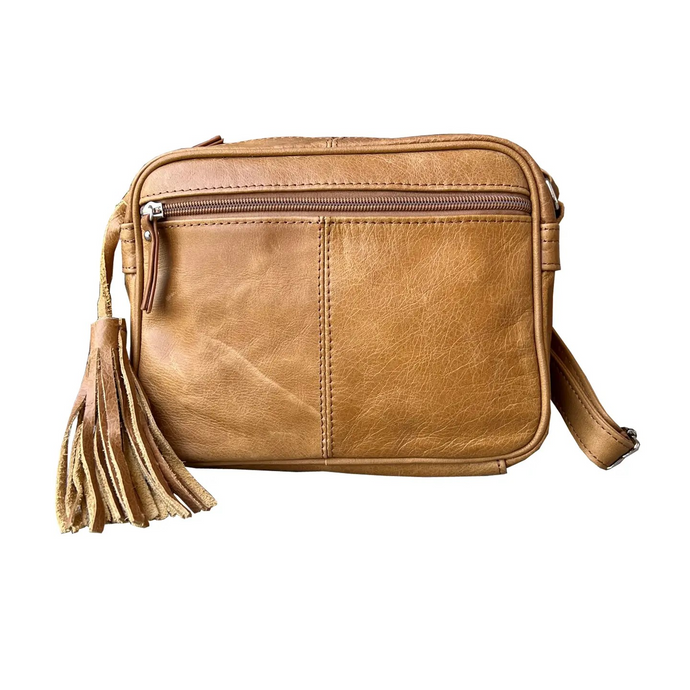 Cowhide Leather Crossbody w/Zipper