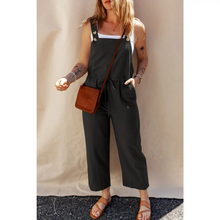 Drawstring Buttoned Straps Cropped Overall