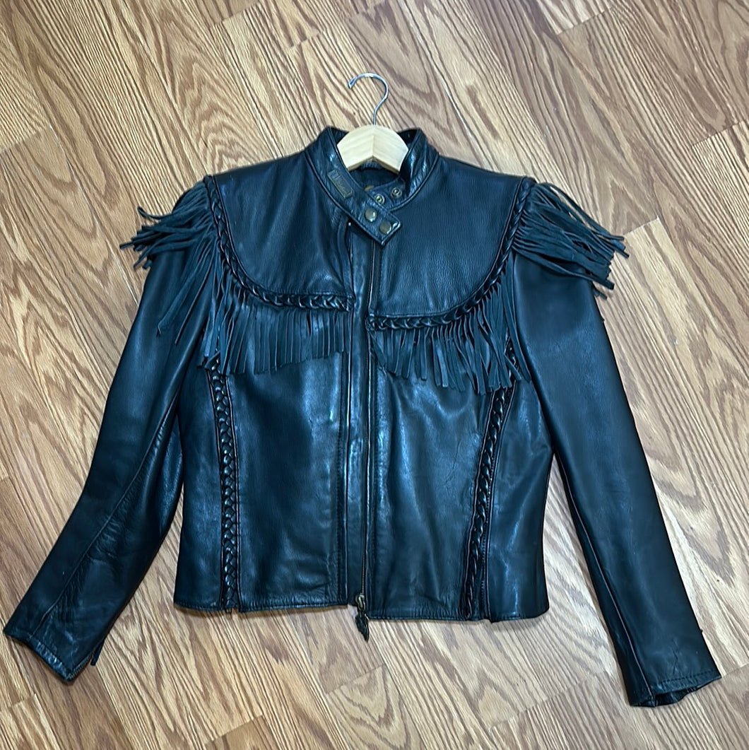Willie G Leather Jacket, Harley Davidson, Fringe, Women's 34/6