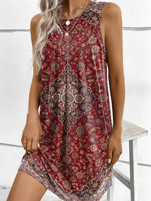 Floral Print Boho Tank Dress