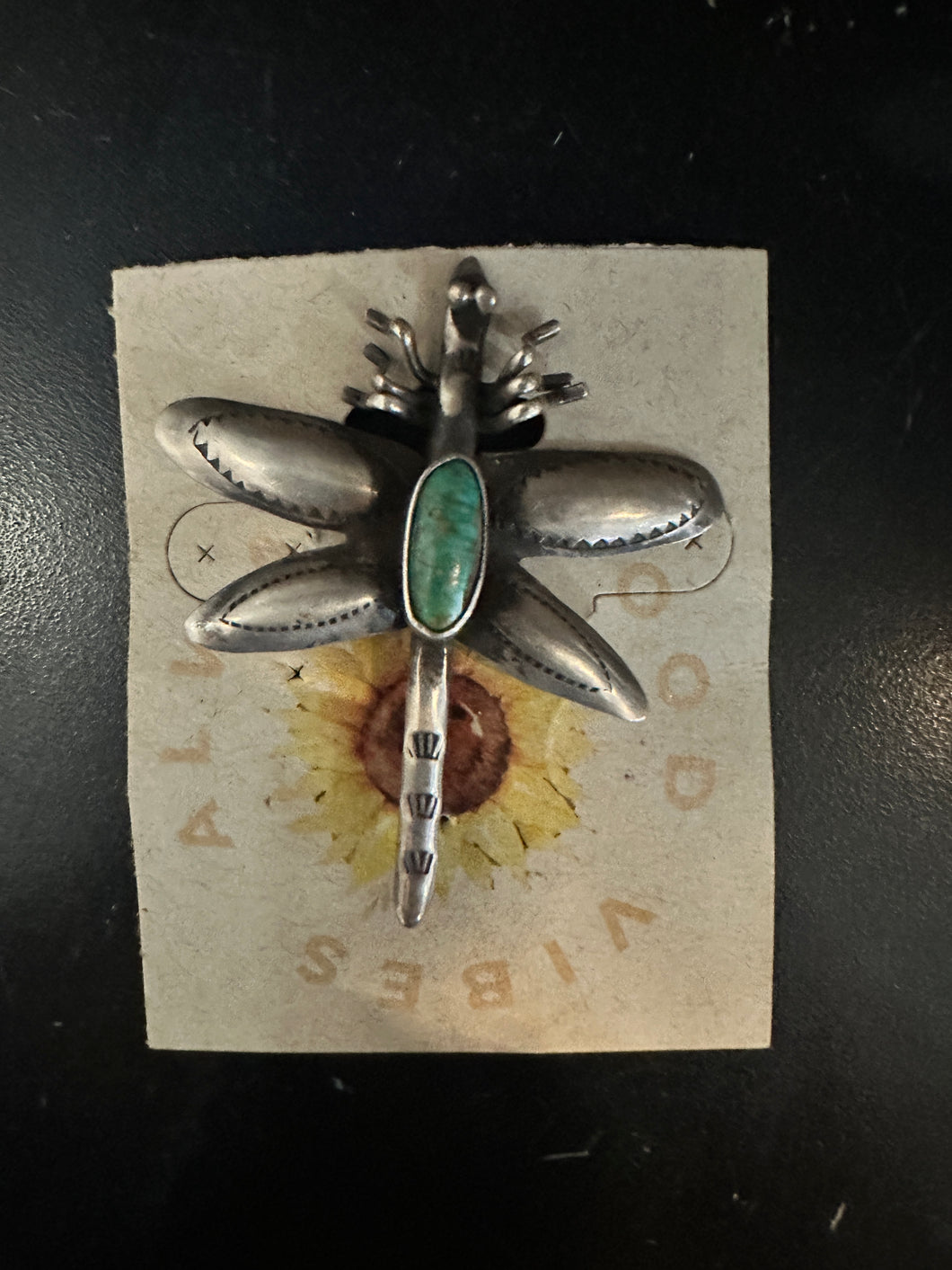 Dragon Fly Pin, Sterling Silver, Turquoise, Navajo Native American Vintage