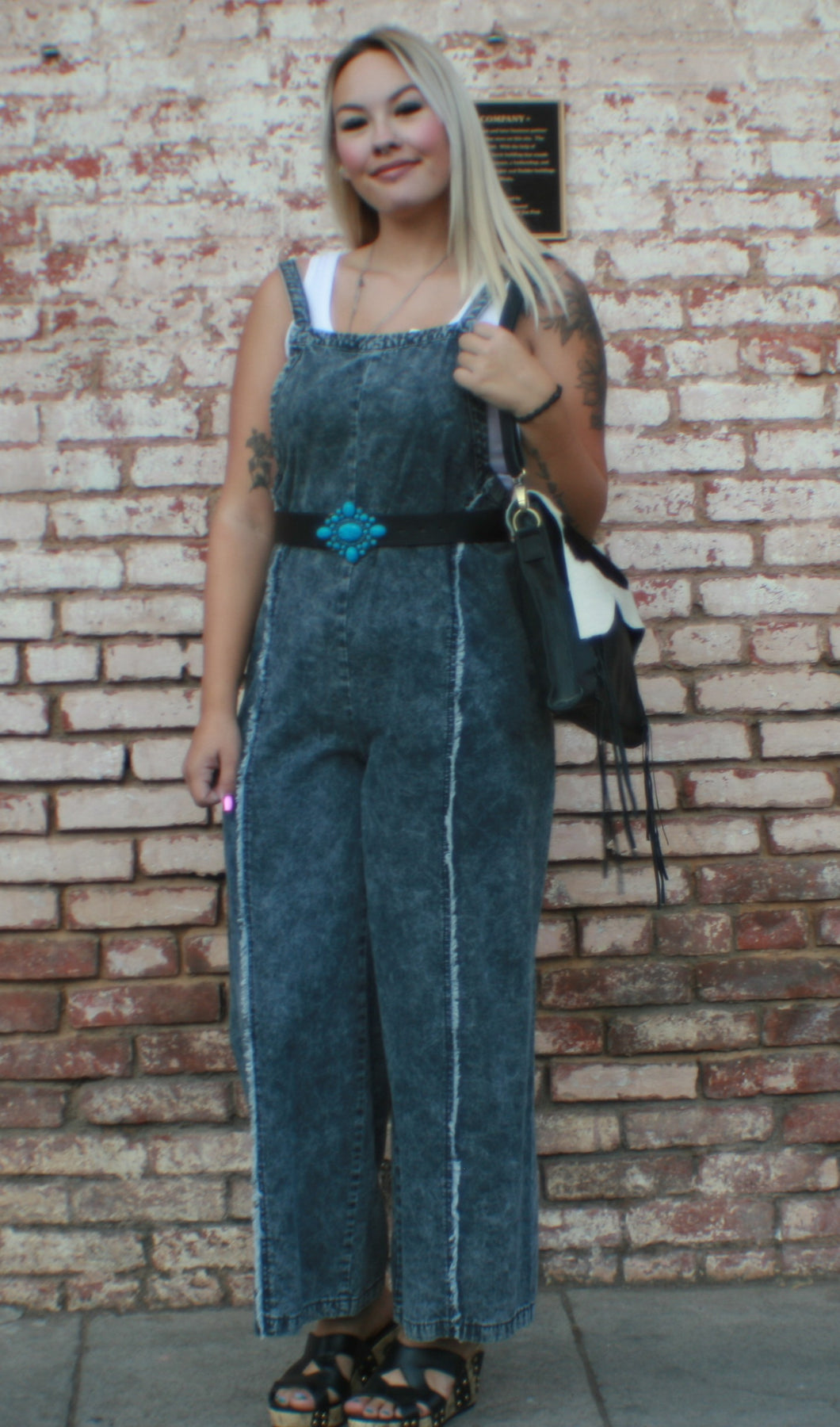 Black Leather Fringe Cowhide Purse