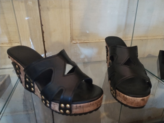 Black Cork and Studded Mule Shoes