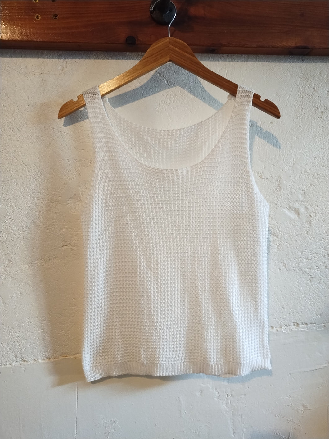 White Knitted Acrylic Tank Top