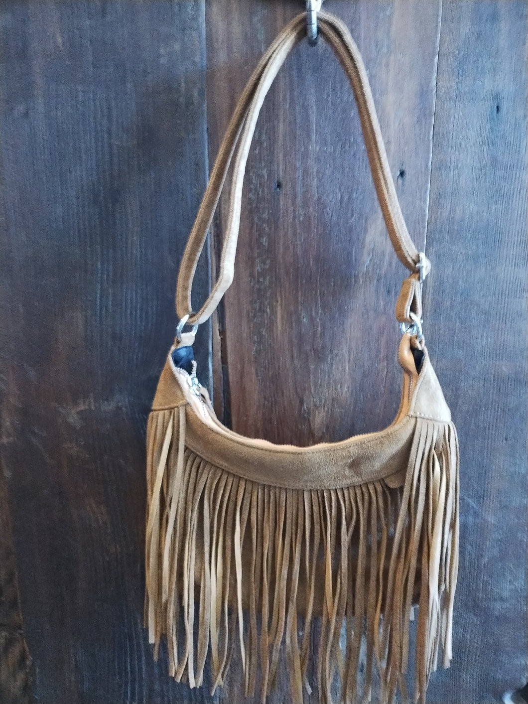 Leather Sued Fringe Purse