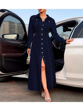 Long-Sleeve Maxi Denim Shirt Dress