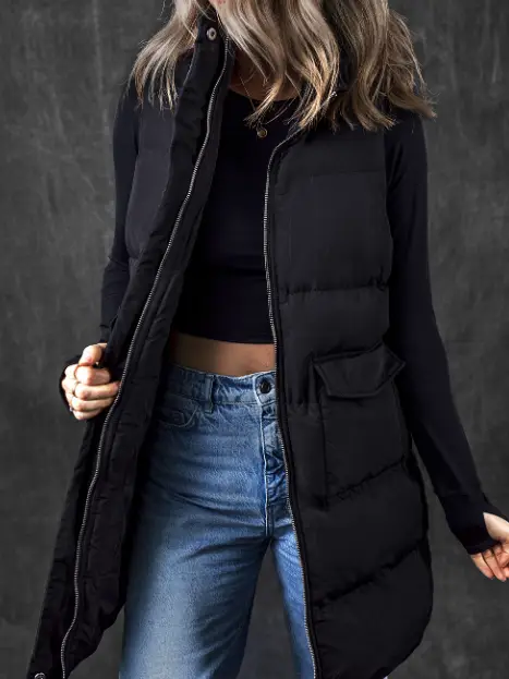 Longline Full Zipper Puffer Vest