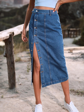 Slit Denim High-Waisted Maxi Skirt