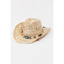 Straw Braided Beaded Hat