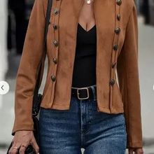 Vintage Deerskin Velvet Double-Breasted Slim-Fit Jacket