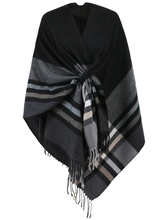 Vogue Color-Blocked Checked Cape Shawl