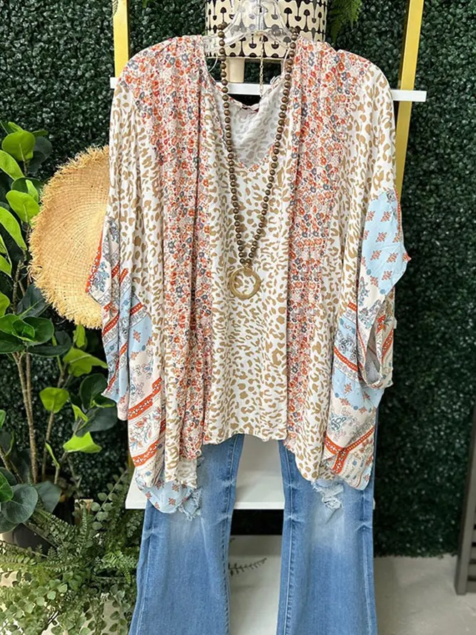 Leopard Floral Blouse