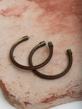 Leather Hoop Earrings w/ Brass Accent