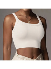 U-Neck Thread Knit Solid Color Short Crop Slim-Fit Vest