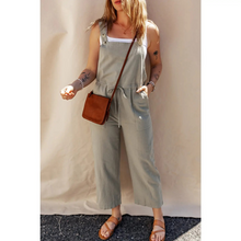 Drawstring Buttoned Straps Cropped Overall