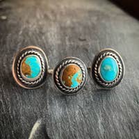 Rope with Border American Turquoise Ring