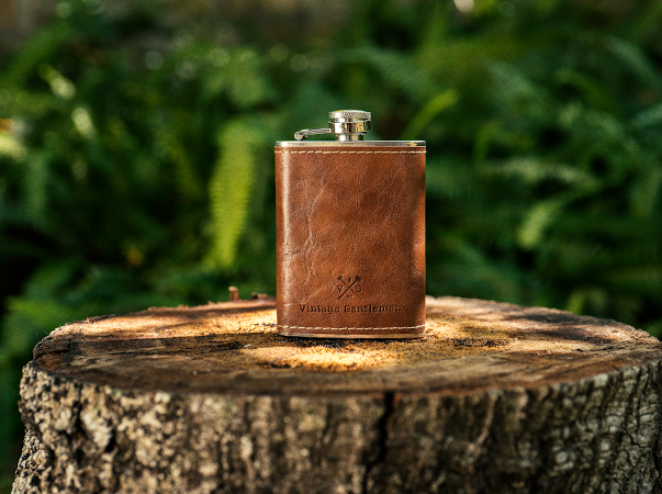 The Leather Wrapped VG Stainless Steel Flask