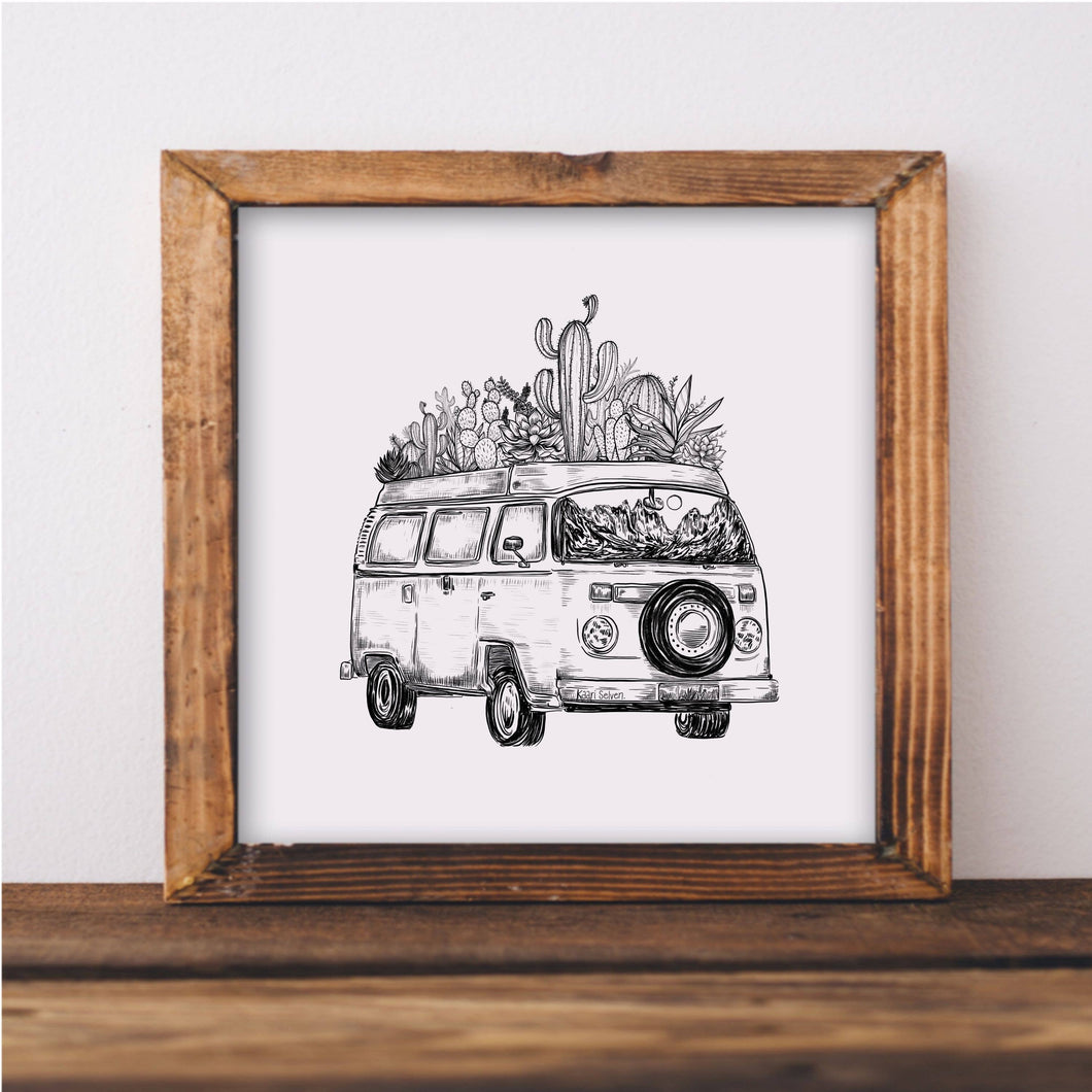 The Cacti Van Art Print