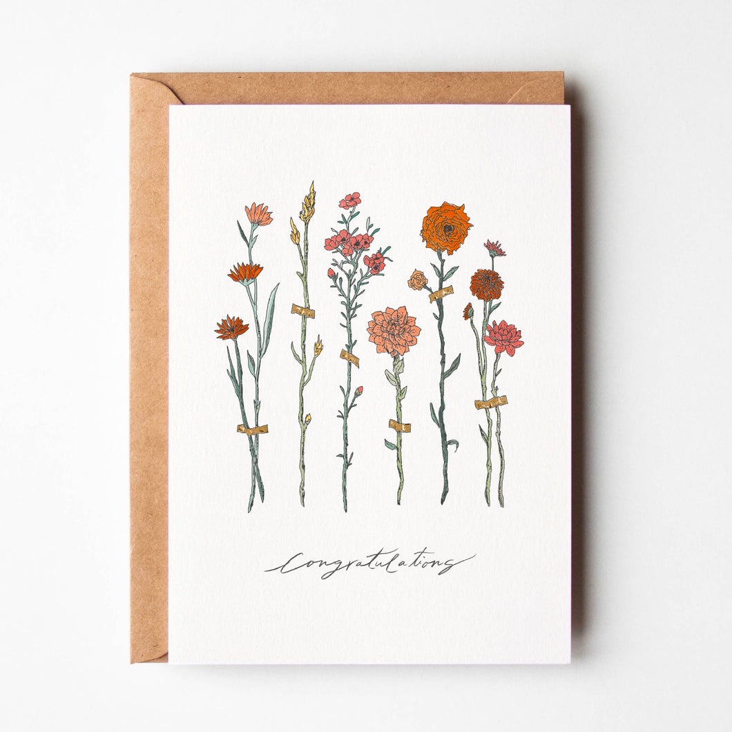 Congratulations, Flower Cuttings, Greeting Card