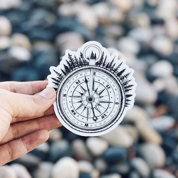 The Forested Compass Vinyl Sticker