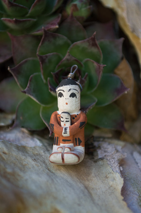 Navajo Storyteller with Baby Clay Pendant