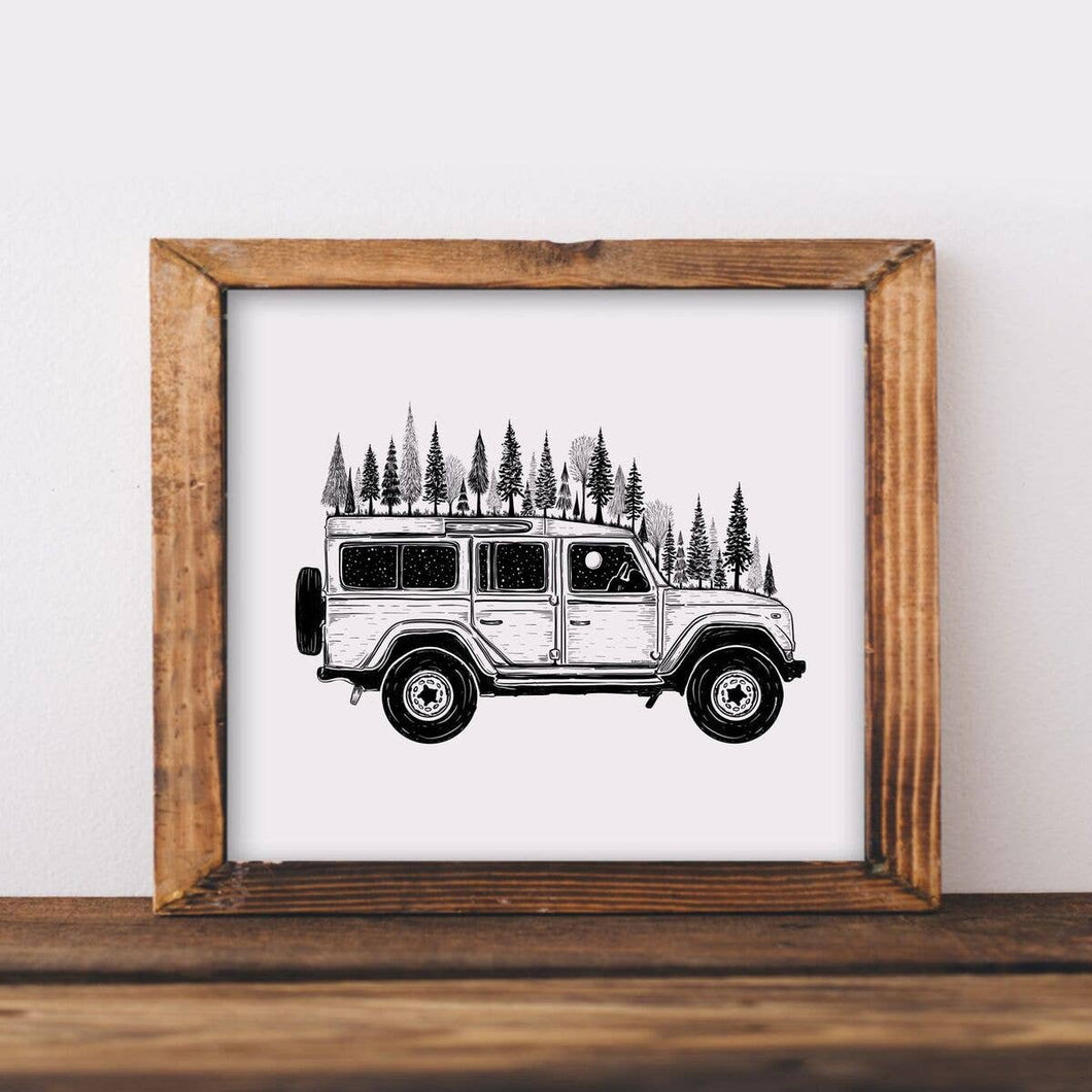 The Forest Jeep Art Print