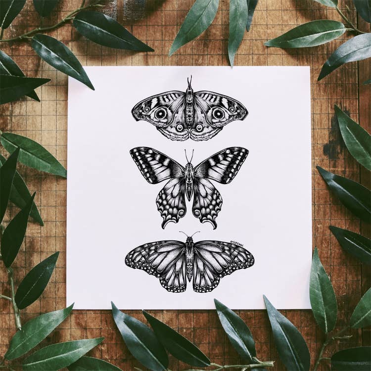The Three Butterflies Art Print