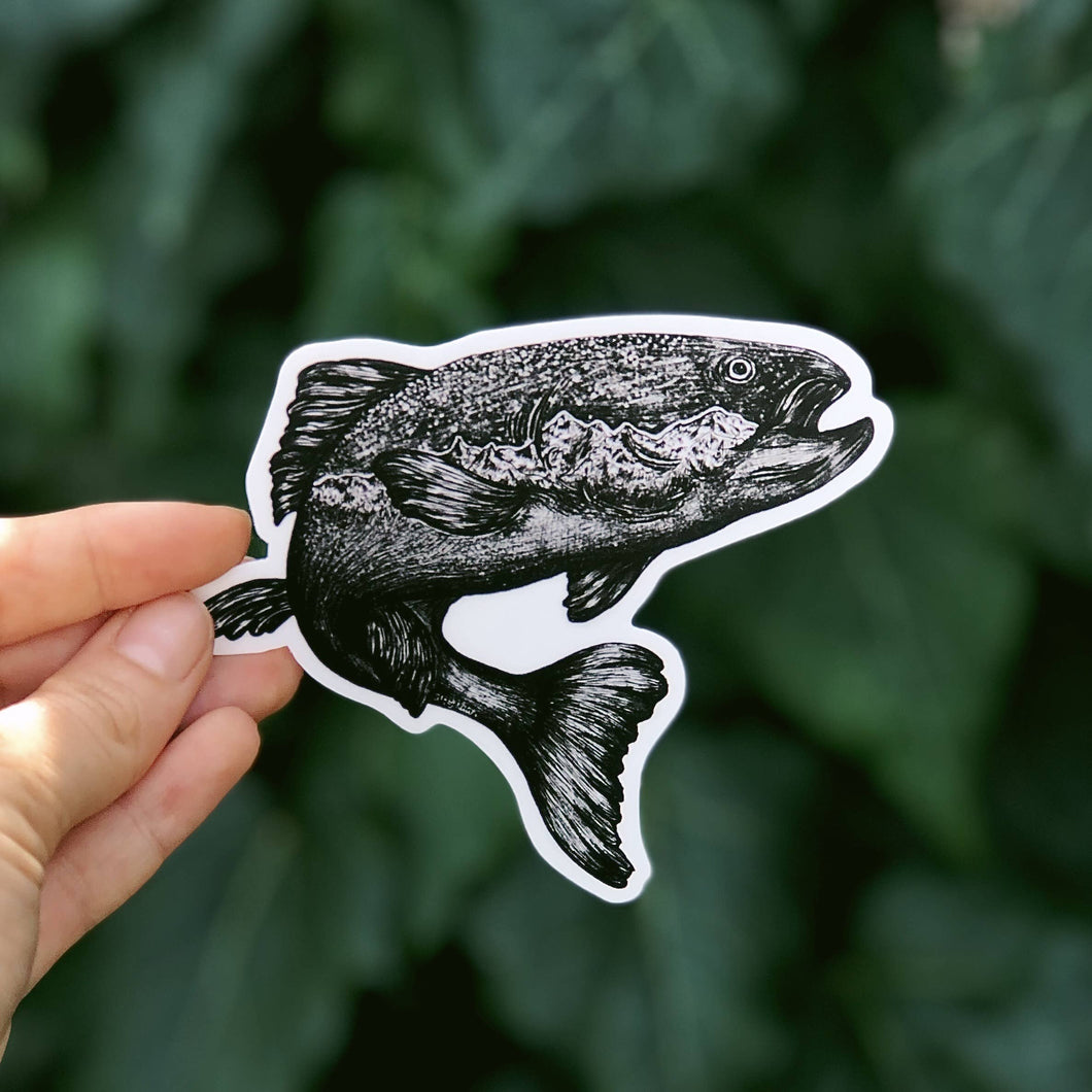 The Jumping Salmon Vinyl Sticker