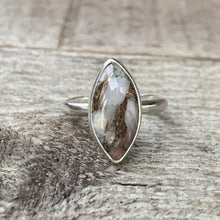 Marquise Pink White Opal with Bronze Sterling Silver Ring
