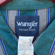Vintage Green and Blue Striped Wrangler Pearl Snap