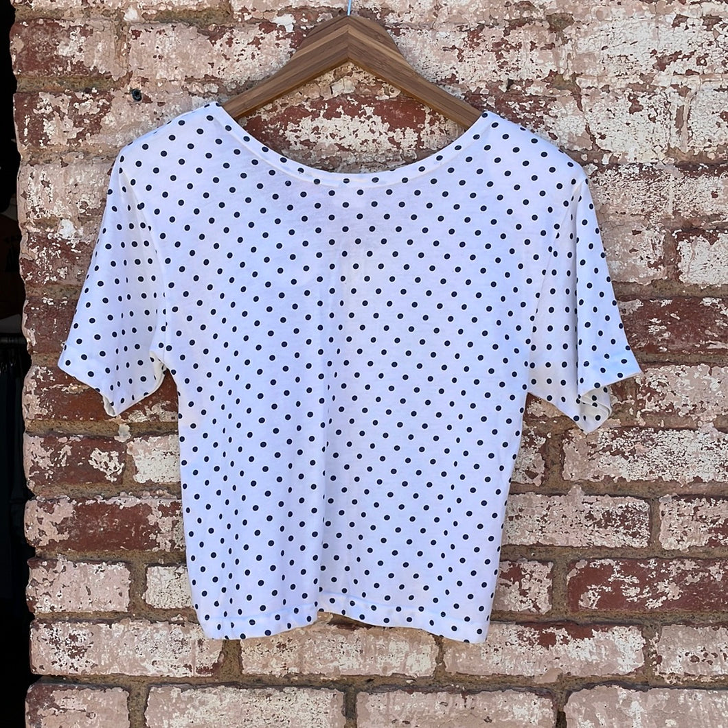 Vintage Polka Dot V-Neckline Blouse