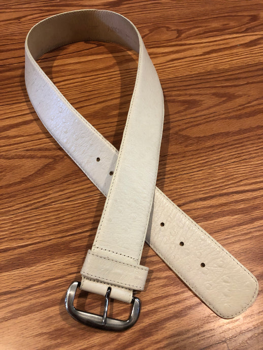 Vintage White Ostrich Leather Belt